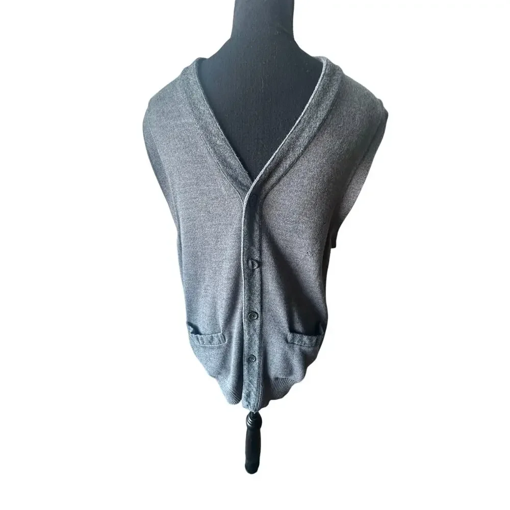 Banana Republic Gray Wool V-Neck Sweater Vest – Men’s Size L
